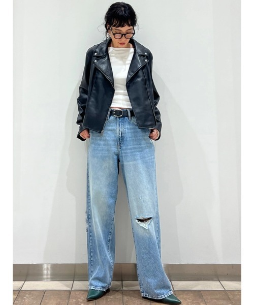 「GAP」 ライダースジャケット XX-SMALL ブラック レディース