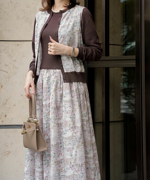 カーディガン ニット カーディガン Made with Liberty Fabric HUIT レディース HUIT bouquet カーディガン ニット Made with Liberty Fabric