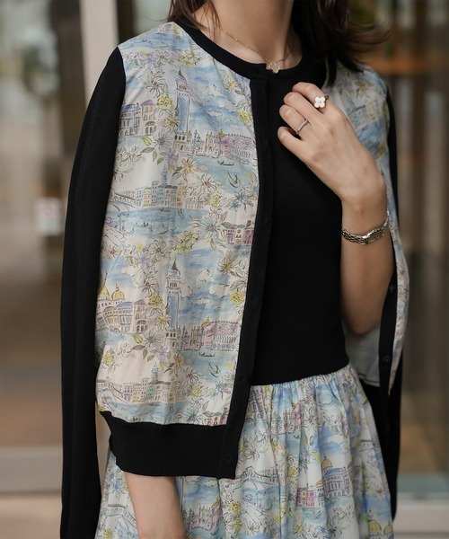 カーディガン ニット カーディガン Made with Liberty Fabric HUIT レディース