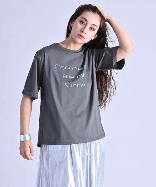 tシャツ 後ろタックプリントTシャツ レディース