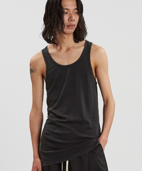   Jeans 黒 タンクトップ S/M セット NO ID.（ノーアイディー） タンクトップ mta577-サイドスリットロング