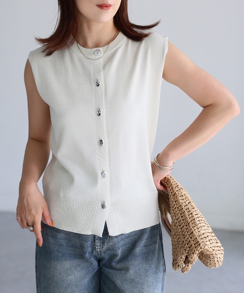 Riberry（リベリー） ベスト ジレ ニュアンスボタンフレンチニット