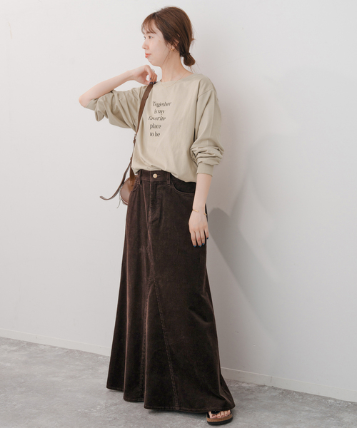 Spick＆Span tシャツ ボートネックシルケットロゴロンTEE