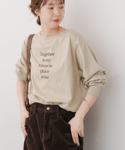 tシャツ ボートネックシルケットロゴロンTEE レディース Spick＆Span tシャツ ボートネックシルケットロゴロンTEE