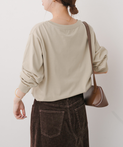 tシャツ ボートネックシルケットロゴロンTEE レディース Spick＆Span tシャツ ボートネックシルケットロゴロンTEE
