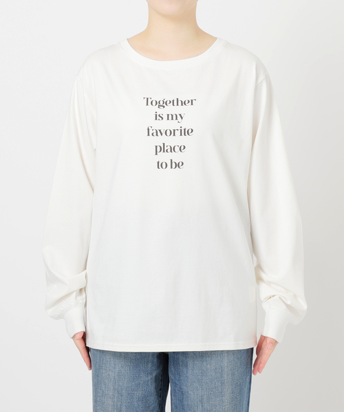 tシャツ ボートネックシルケットロゴロンTEE レディース Spick＆Span tシャツ ボートネックシルケットロゴロンTEE