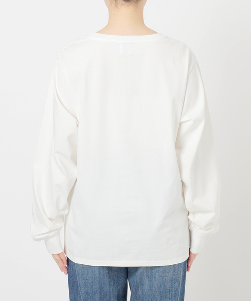Spick＆Span tシャツ ボートネックシルケットロゴロンTEE