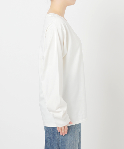 tシャツ ボートネックシルケットロゴロンTEE レディース Spick＆Span tシャツ ボートネックシルケットロゴロンTEE