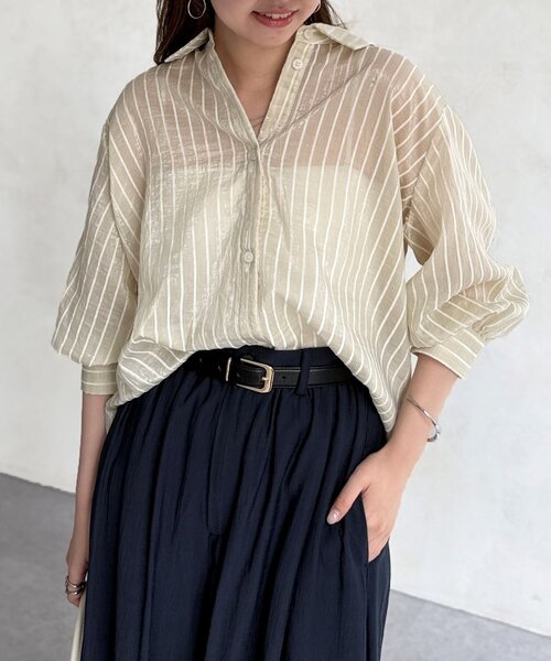 Chez toi ブラウス シャツ ラメストライプシャツ レディース