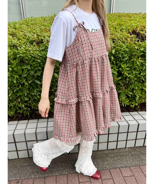 BUBBLES ティアードリボンキャミワンピース Mサイズ WC ワンピース リボンティアードミニキャミワンピース