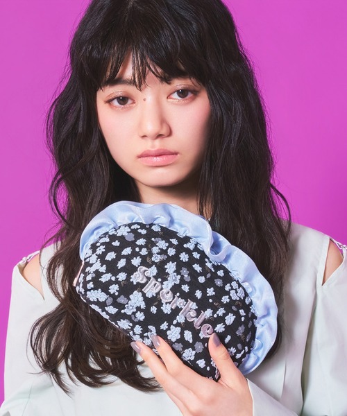 Casselini（キャセリーニ） 化粧 ポーチ ジャガードフリルポーチ