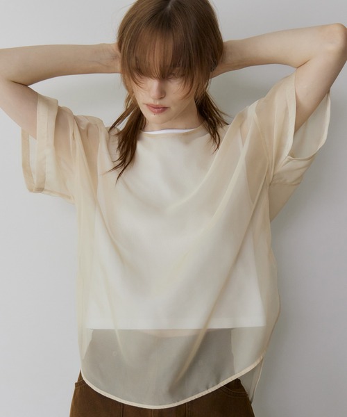ブラウス シャツ オーガンザバイカラートップ / Organza Bi-Color Top レディース