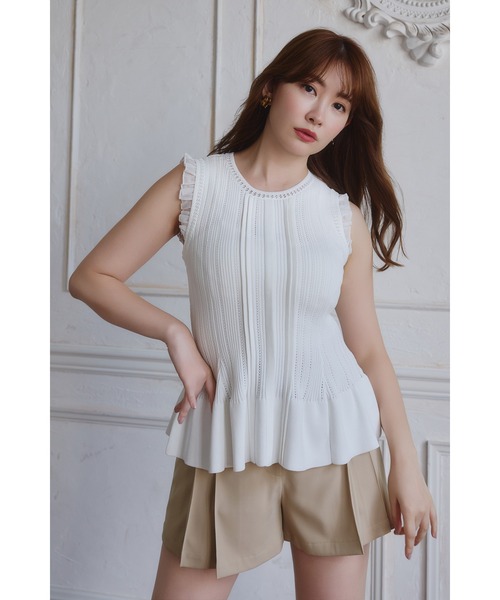 ニット セーター Peplum Ribbed Knit Top レディース