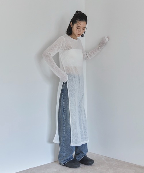 【匿名配送】定価17.850円✨Premium ワンピース index ワンピース シアーフラワーワンピース「洗濯機洗い可