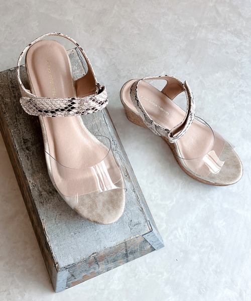 VIP価格【関税/送料込】【LE BOHEMIEN】サンダル Noubel Voug Relax サンダル パイソン柄コルクウエッジサンダル