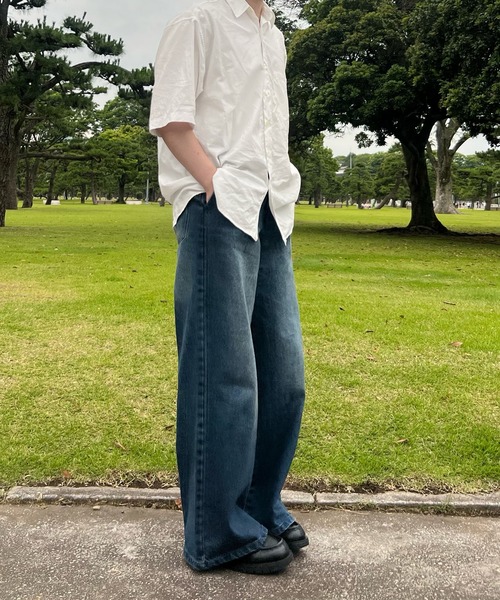 「CALLNE」 加工デニムパンツ M グレー メンズ