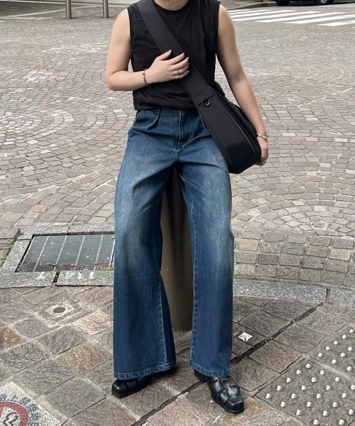 「CALLNE」 加工デニムパンツ M グレー メンズ