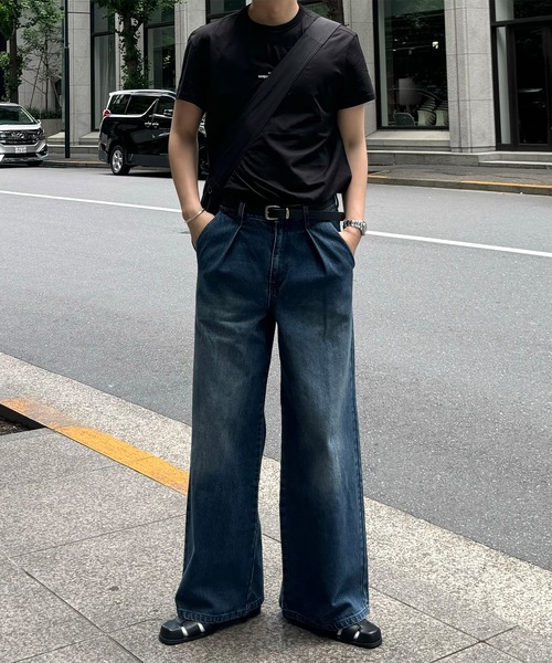「CALLNE」 加工デニムパンツ M グレー メンズ