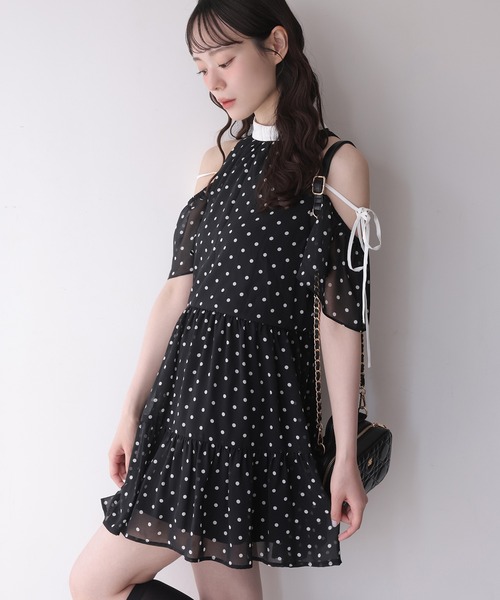 one after another NICE CLAUP ワンピース オフショルアメスリミニ