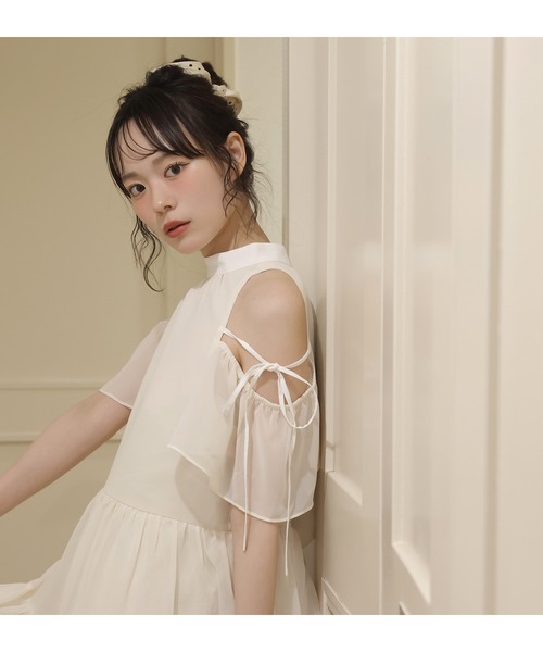 one after another NICE CLAUP ワンピース オフショルアメスリミニ