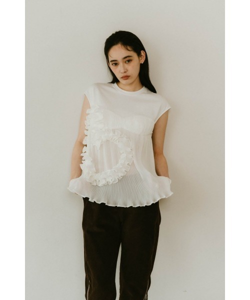 ブラウス シャツ heart motif tulle tops レディース