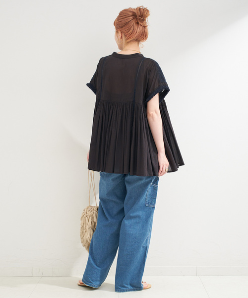 B.C STOCK ブラウス シャツ 手洗い可 / 刺繍ギャザーブラウス