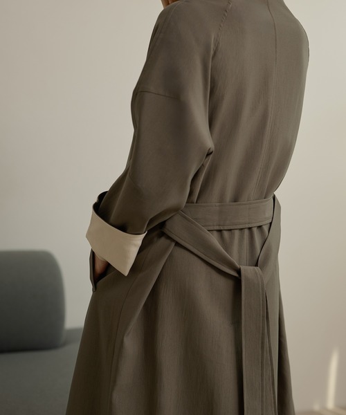 ステンカラーコート コート stand collar bicolor sleeve coat