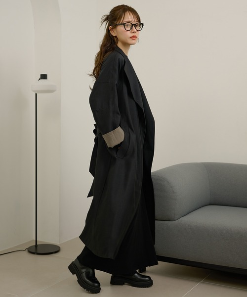 NEIGHBORHOOD【Ｌ】ステンカラーコート ロングコート 黒WTAPS ステンカラーコート コート stand collar bicolor sleeve coat