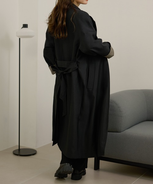ステンカラーコート コート stand collar bicolor sleeve coat