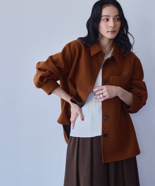 ELFRANK コート アウター ウールライク オーバーサイズ シャツ