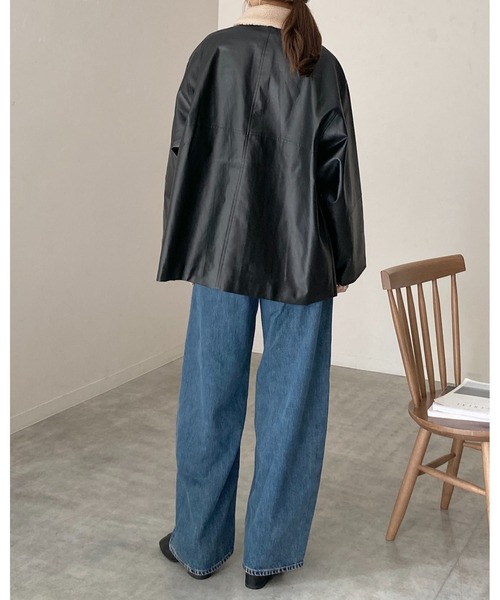 searoomlynnECO Leathercollarカバーオール　エコレザー searoomlynn】ECO Leather collarカバーオール - メルカリ