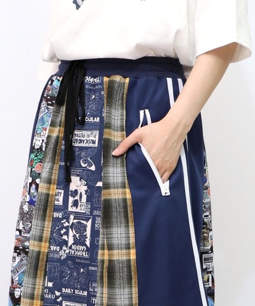 ScoLar（スカラー） スカート 153619：異素材切替パッチワークスカート