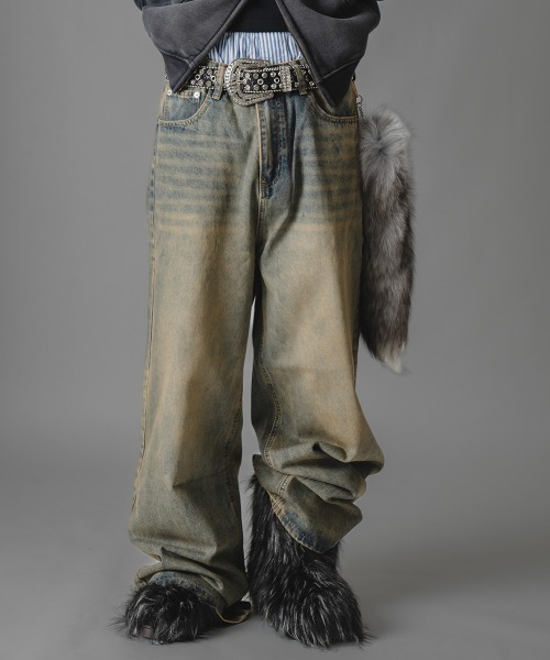 there is nothing ワイドパンツ ジーンズ ヴィンテージウォッシュ