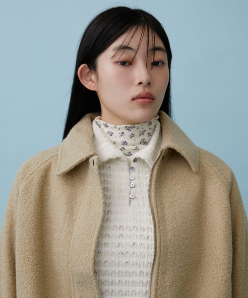 FUULLY STUDIO ニット セーター 透かし編みハイネックヘンリープル