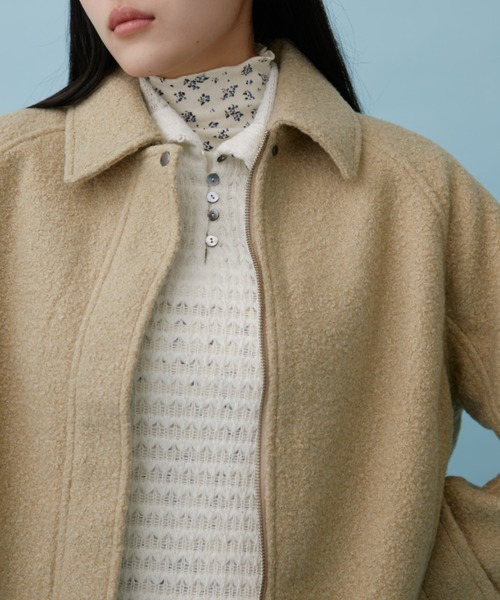 FUULLY STUDIO ニット セーター 透かし編みハイネックヘンリープル