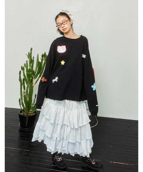 tシャツ hello kitty x little sunny bite frill long tee レディース