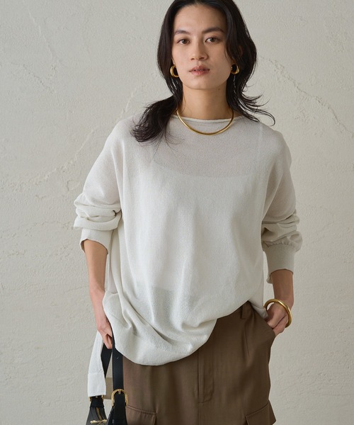 【新品】Lounge Dress ラウンジドレス ニット アイボリー Loungedress（ラウンジドレス） 長袖ニット FREE オフホワイト