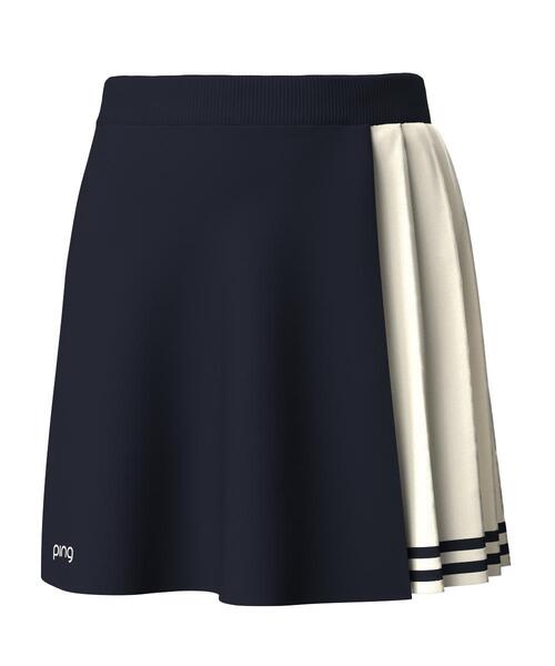 【超美品】PING サイドプリーツバイカラースカート＆セーター サイズS PING（ピン） スカート 「PING APPAREL」サイドプリーツバイカラー