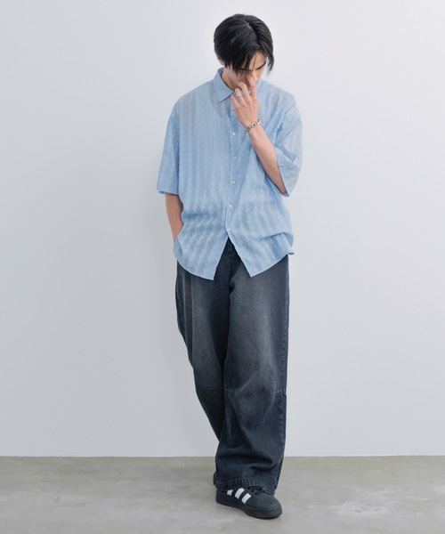 「SINSS」 半袖シャツ LARGE ブラック メンズ_画像2