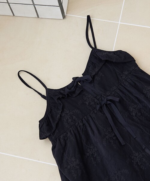 coen（コーエン） キャミソール 3Dフラワー刺繍 コーデュロイ