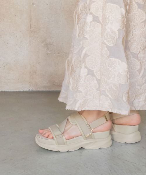 「RANDA」 フラットサンダル M アイボリー レディース_画像4