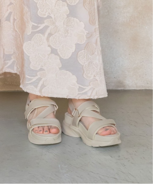 「RANDA」 フラットサンダル M アイボリー レディース_画像7