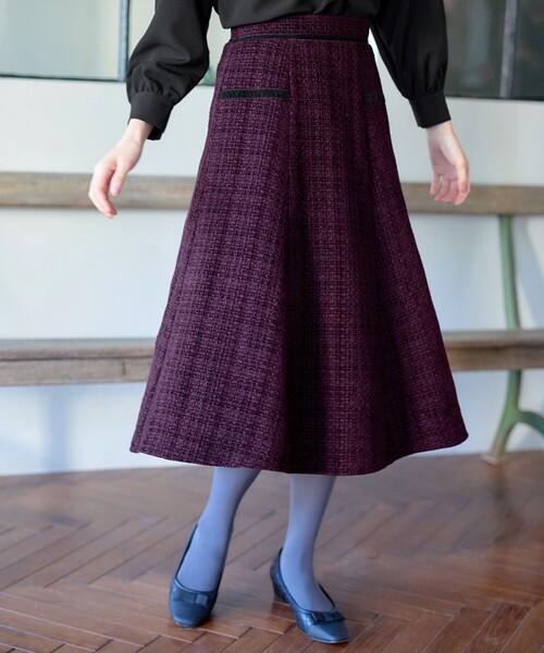 Tiaclasse スカート ベロアラインツイードスカート : ZOZOTOWN Yahoo