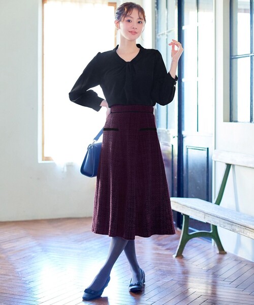 Tiaclasse スカート ベロアラインツイードスカート : ZOZOTOWN Yahoo