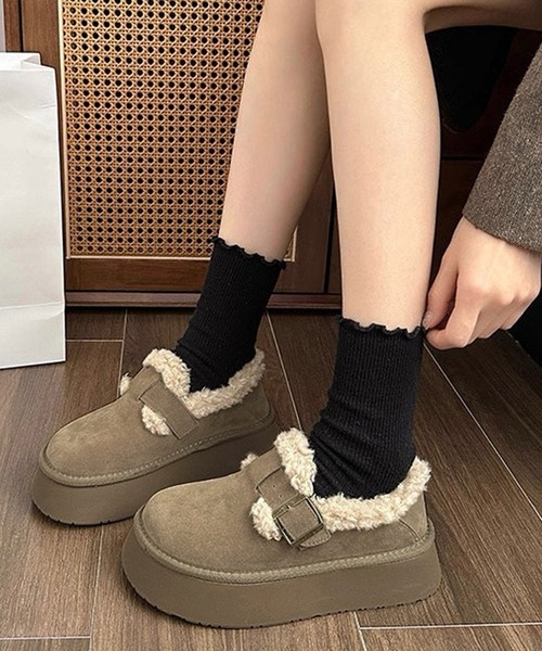 shopnikoniko（ショップにこにこ） スリッポン フェイクムートン