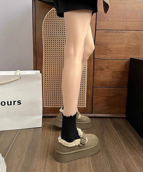 shopnikoniko（ショップにこにこ） スリッポン フェイクムートン