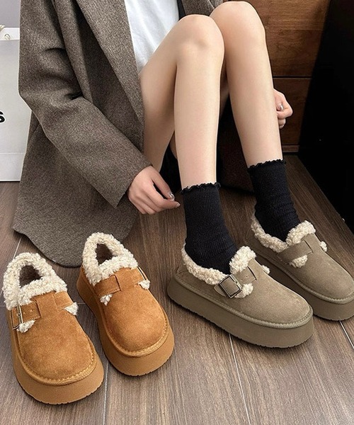 shopnikoniko（ショップにこにこ） スリッポン フェイクムートン