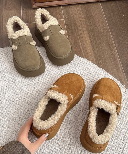 shopnikoniko（ショップにこにこ） スリッポン フェイクムートン