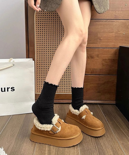 Darich フェイクムートンベルトスリッポン キャメル Sサイズ shopnikoniko（ショップにこにこ） スリッポン フェイクムートン