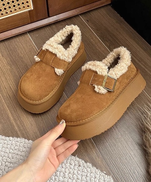 shopnikoniko（ショップにこにこ） スリッポン フェイクムートン